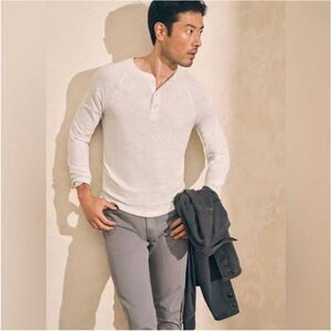 Faherty Men's White Henley Shirt 100% Cotton Long Sleeve Soft Knit XL